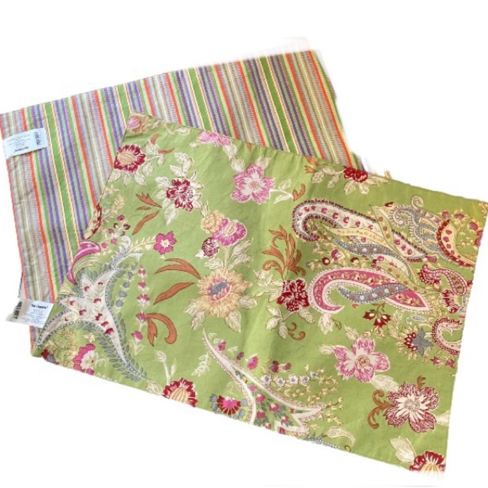 PIER 1 IMPORTS Placemat Floral Paisley Stripes 14 inches x 20 inches Set of 2
